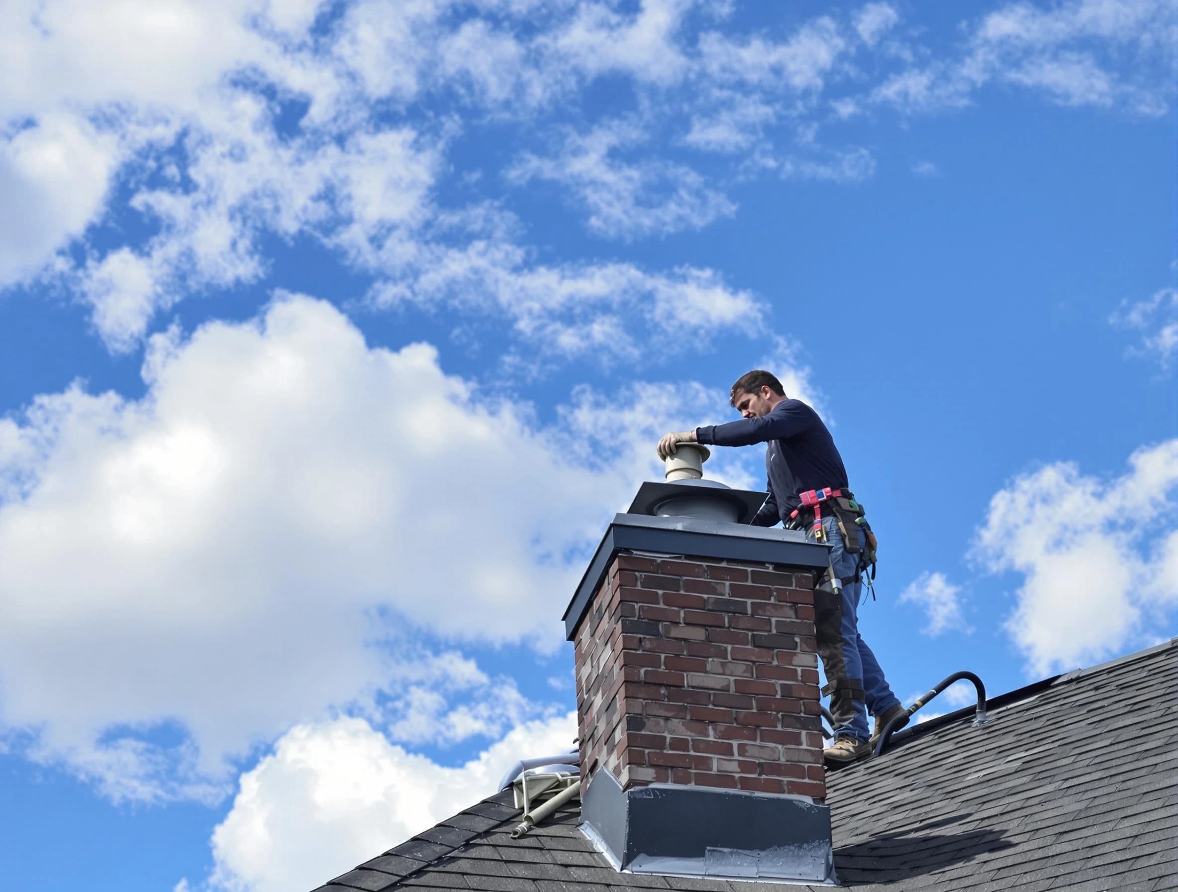Springfield Chimney Sweep installing a sturdy chimney cap in Springfield, TN