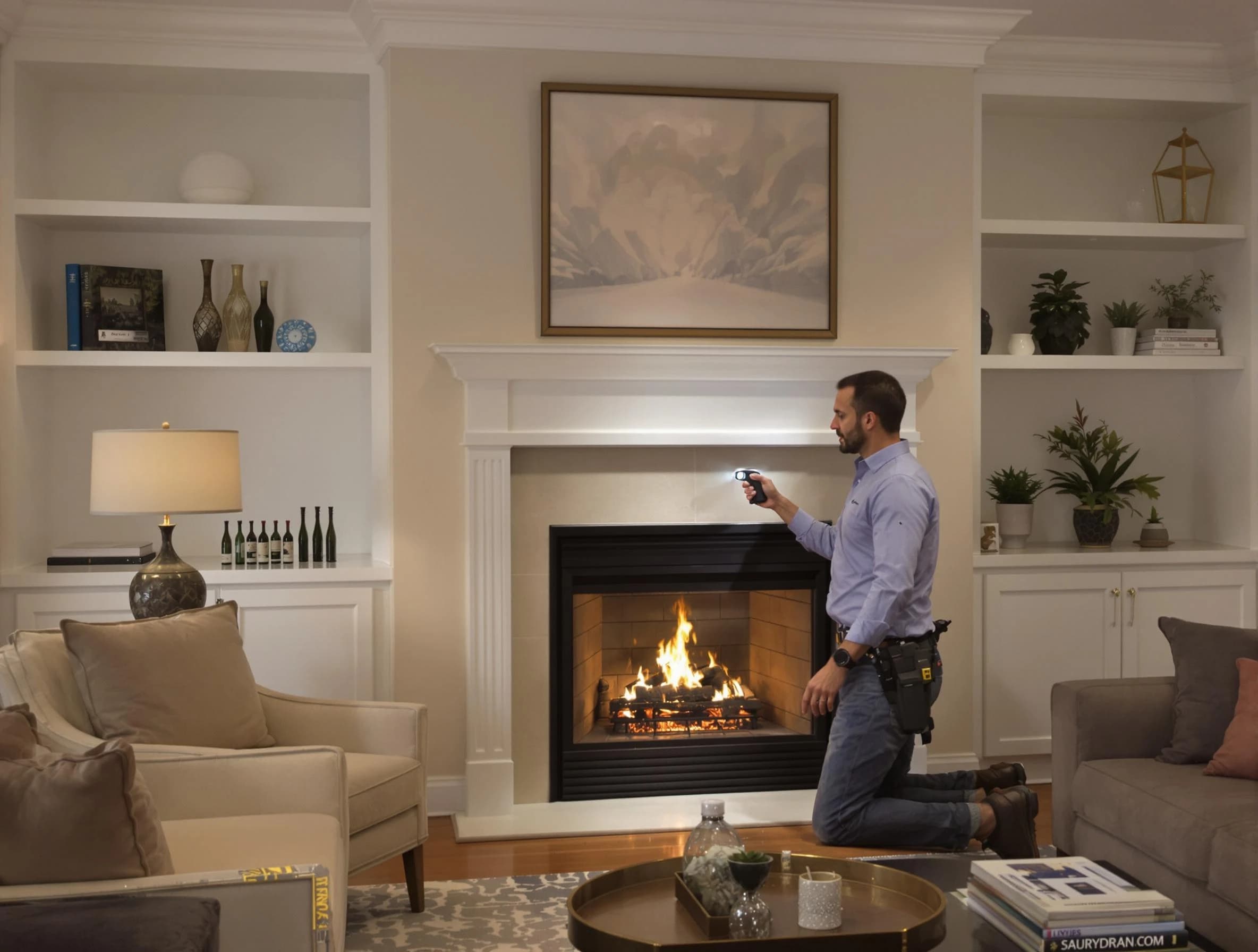 Springfield Chimney Sweep conducting a fireplace safety inspection in Springfield, TN