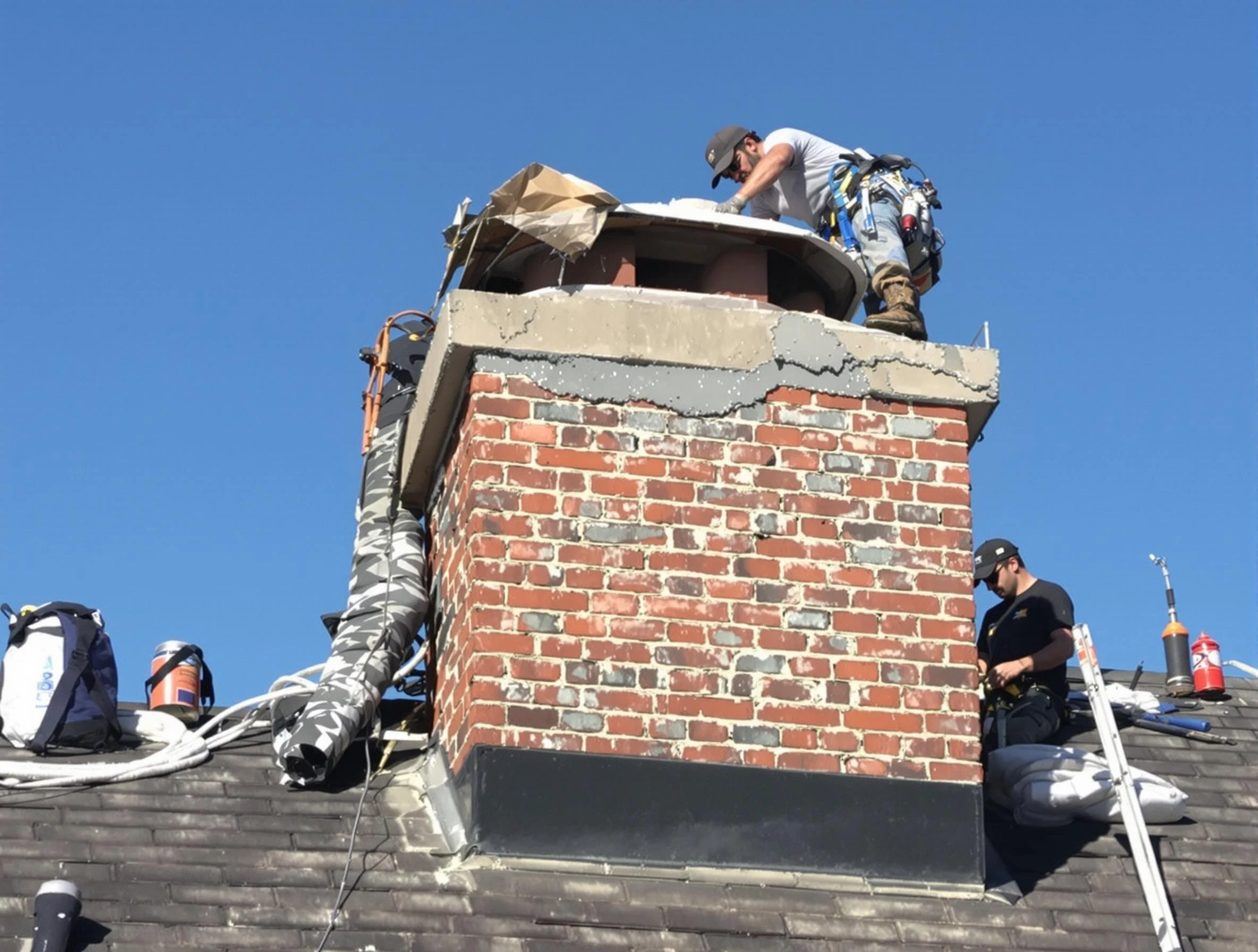 Springfield Chimney Sweep installing a custom chimney crown in Springfield, TN