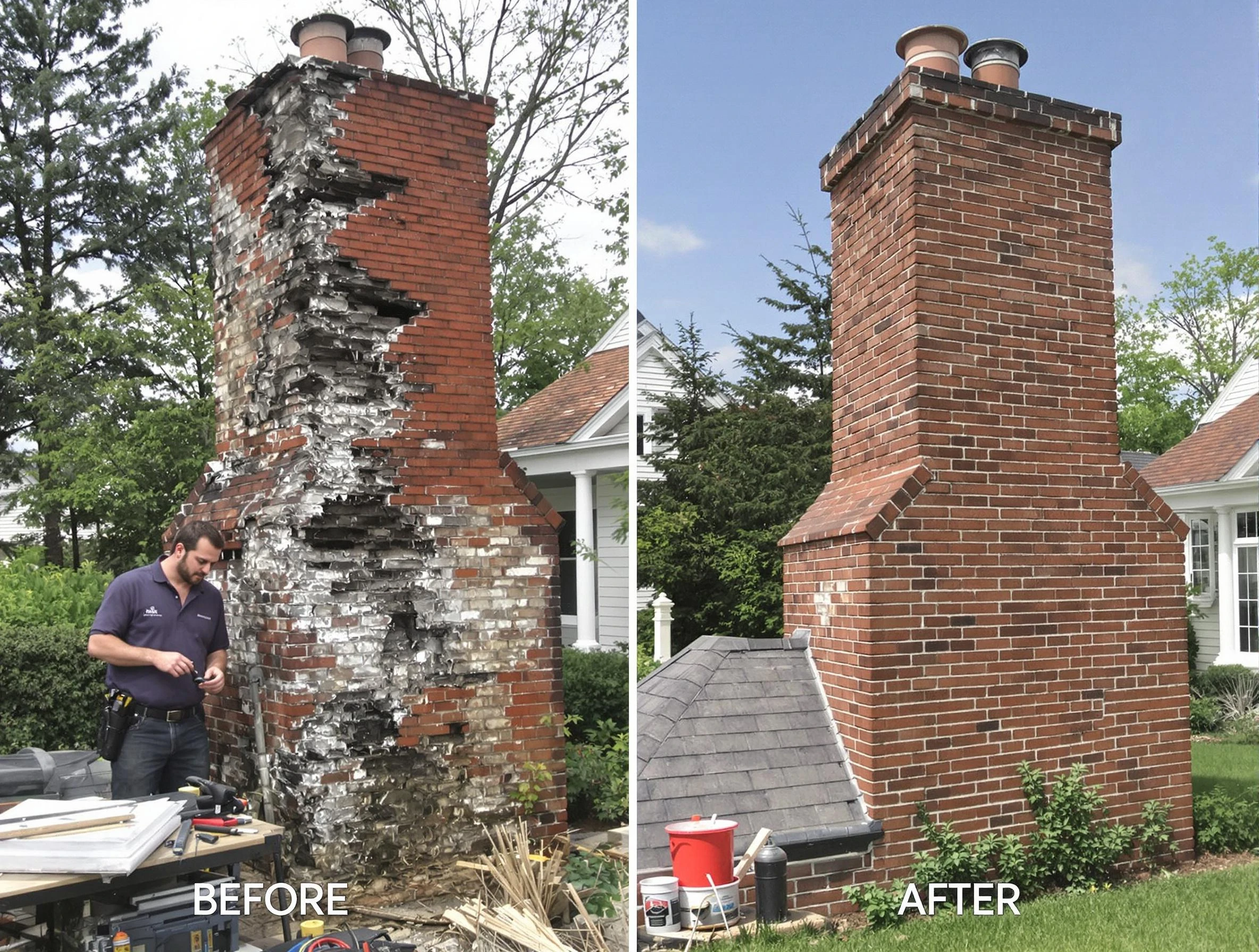 Springfield Chimney Sweep performing a full chimney restoration in Springfield, TN