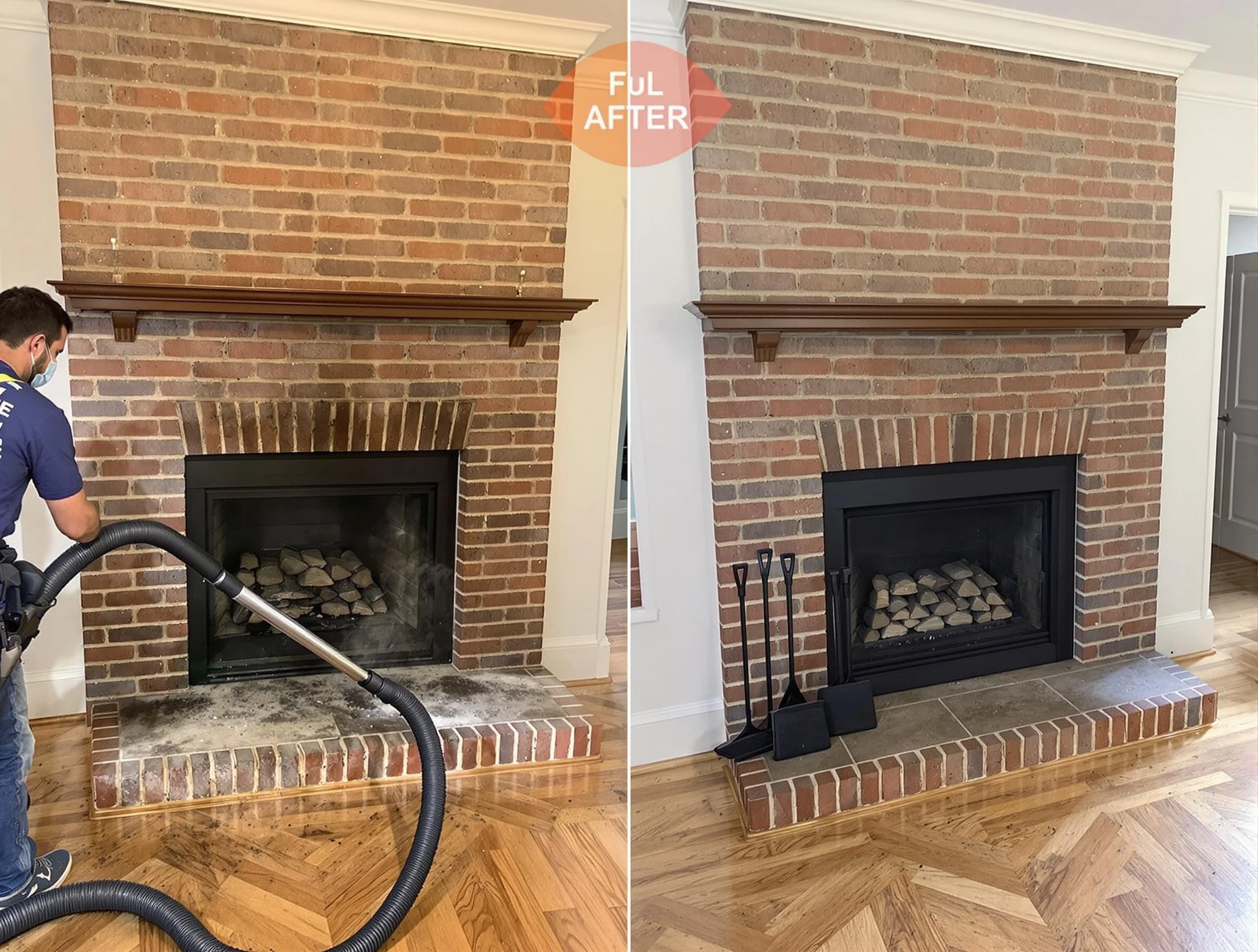 Springfield Chimney Sweep carefully sanitizing a fireplace in Springfield, TN