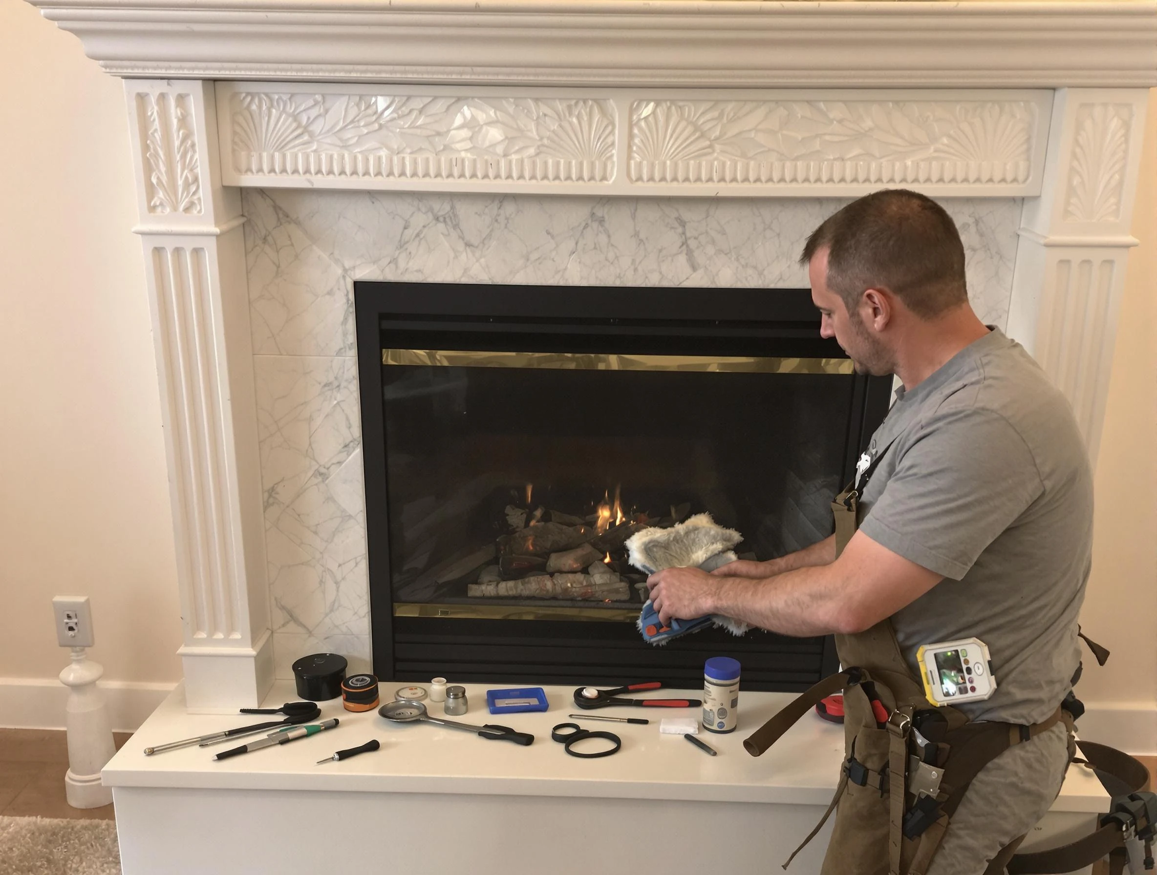 Springfield Chimney Sweep performing fireplace maintenance in Springfield, TN
